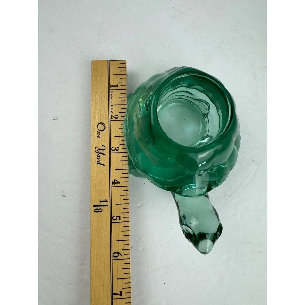 Vintage Indiana Glass Green Turtle Votive Candle Holder Figurine Heavy Emerald